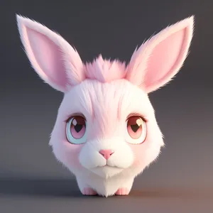 Fluffy Bunny Ears - Cute Domestic Pet with Funny Expression.