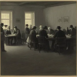 Teacher in a Classroom, House Interior
