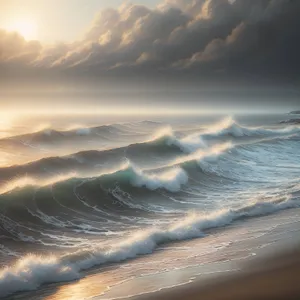 Serene Sunset Over Ocean Waves