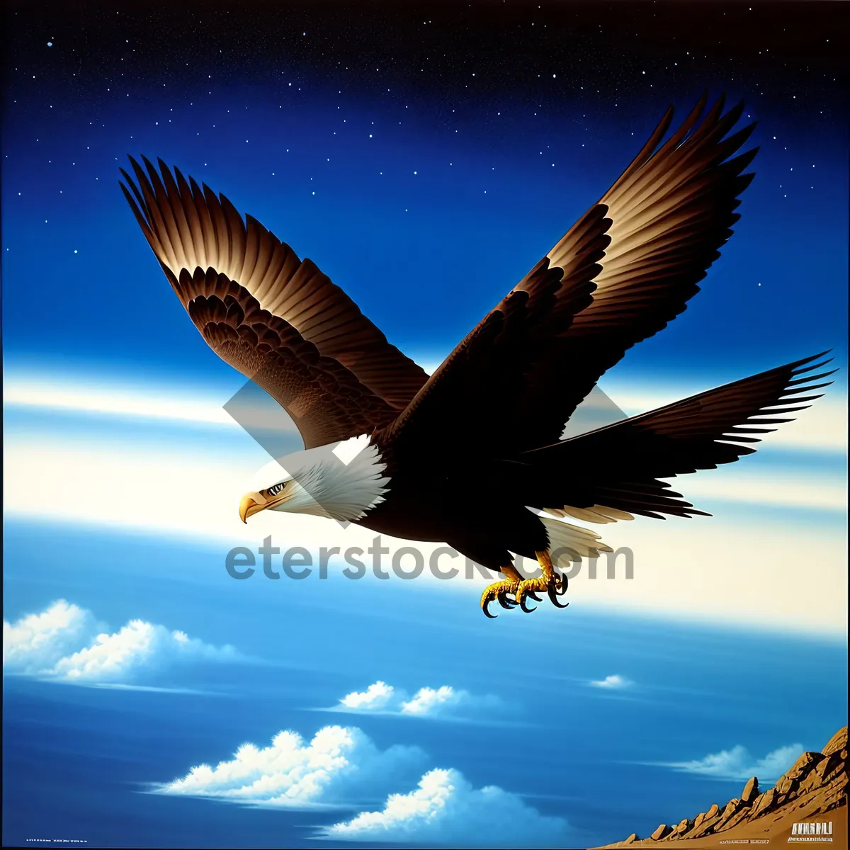 Picture of Graceful Wings Soaring in the Sky: Majestic Bald Eagle in Flight