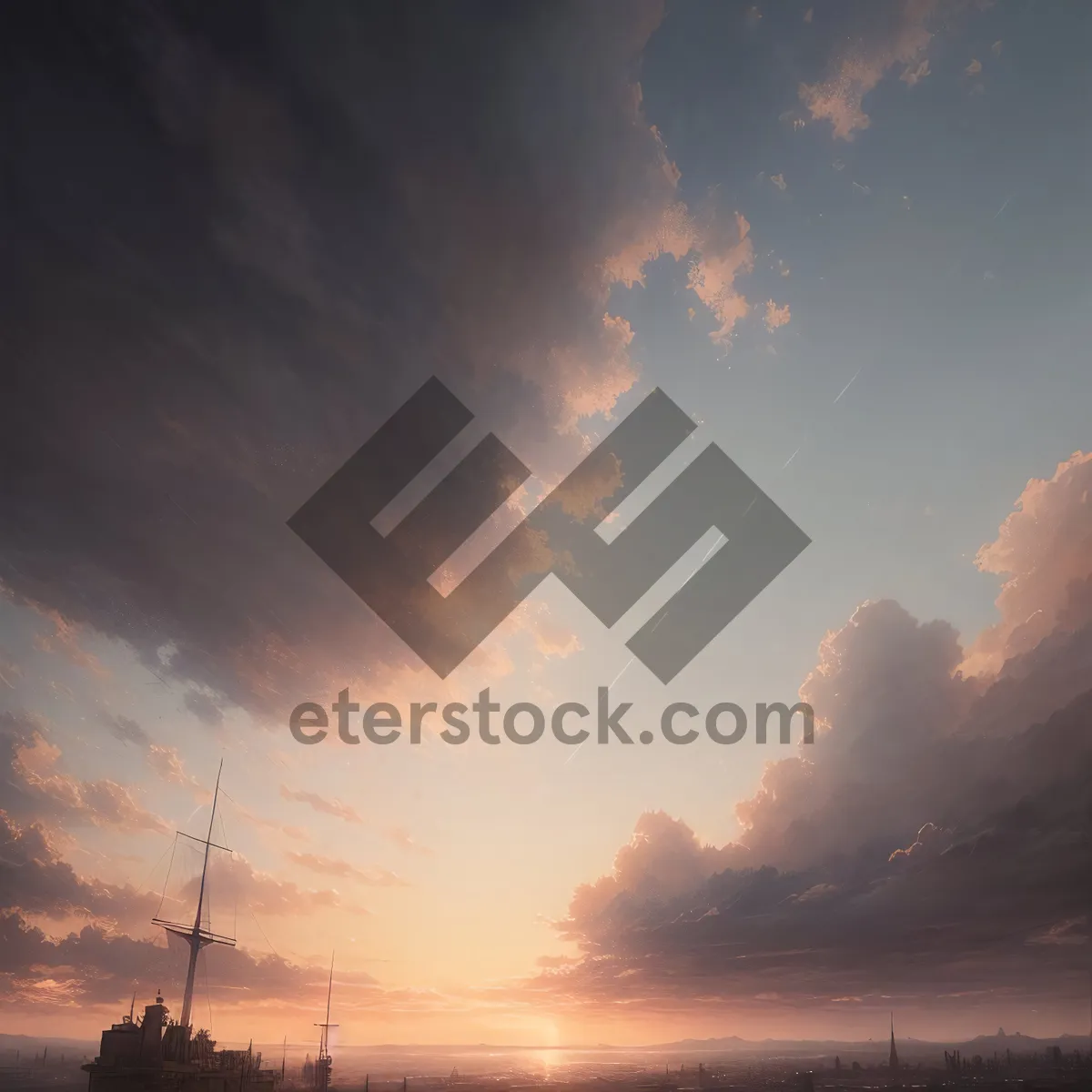 Picture of Vibrant Sunset Skyline Silhouette