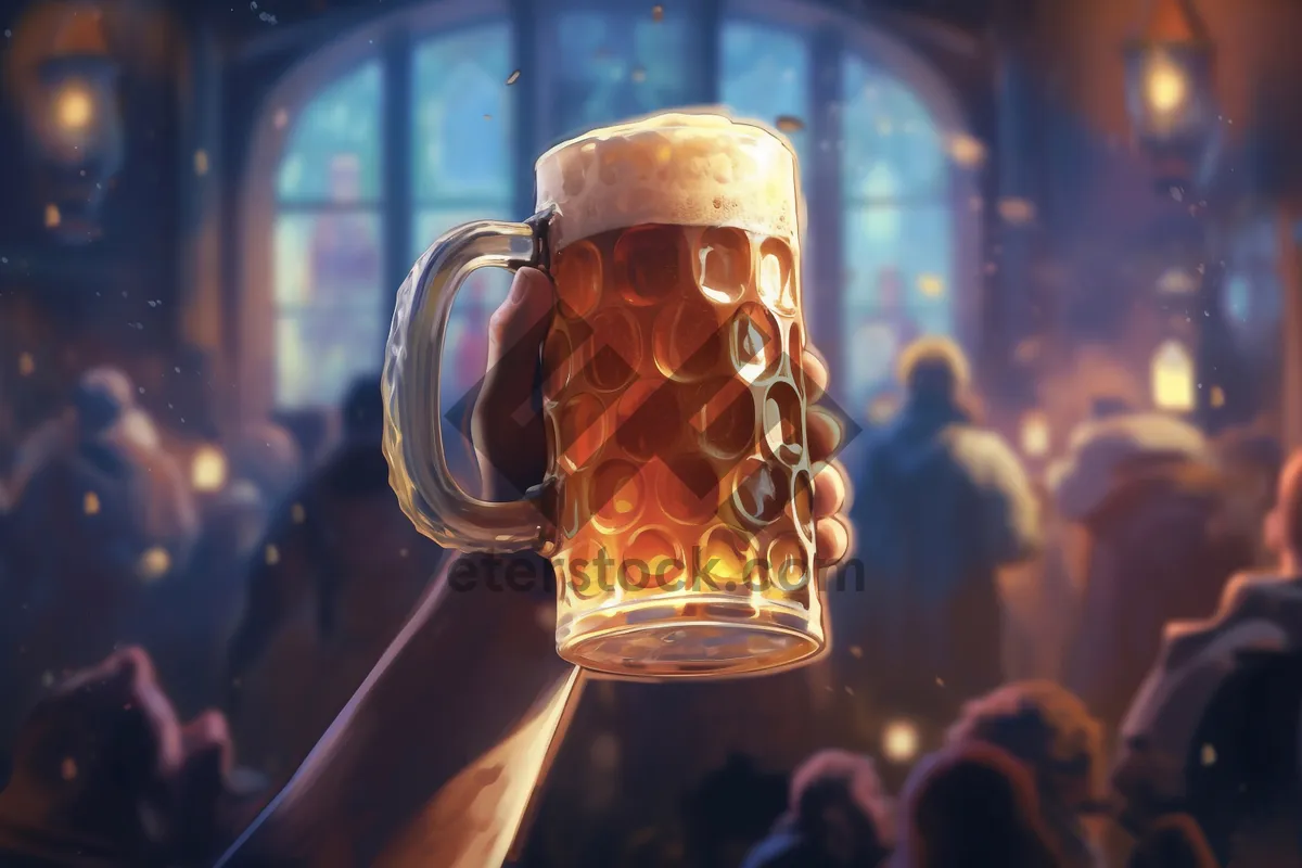 Picture of Golden Lager in Glass Beer Mug at Pub