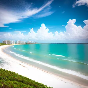 Serene Coastal Bliss: Azure Waters and Golden Sands
