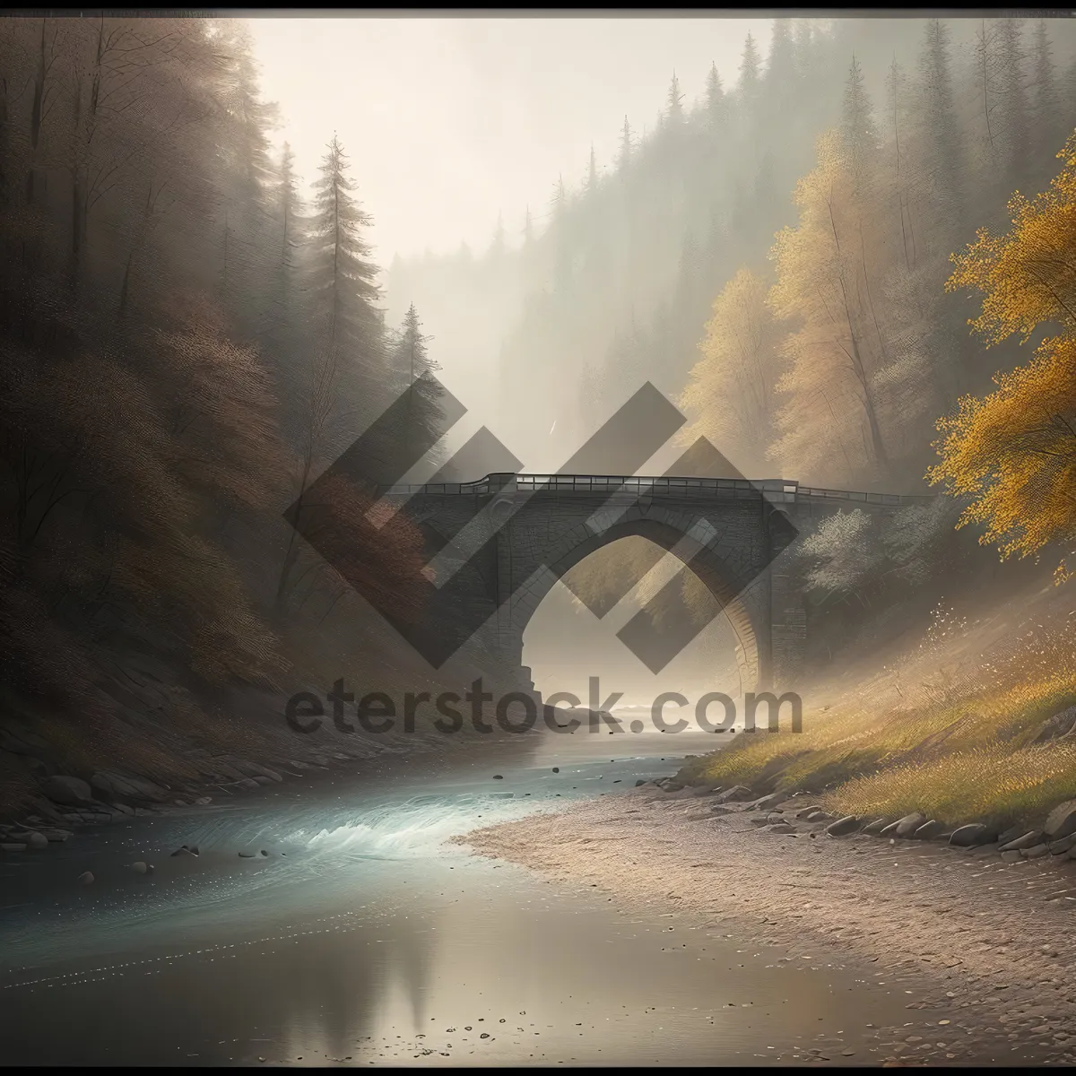 Picture of Serenity at Sunset: Viaduct Bridge Overlooking Summer Seascape