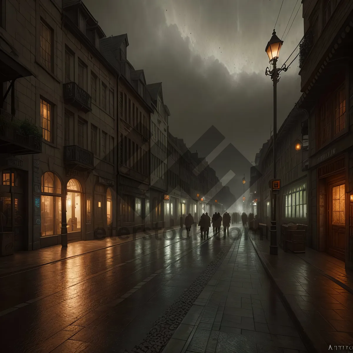 Picture of Nighttime Cityscape Reflecting on Historic Canal