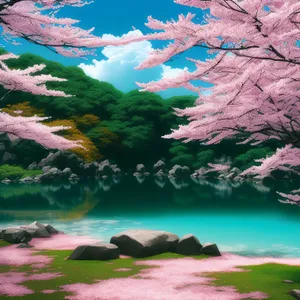 Serene Coastal Landscape with Majestic Mountains
