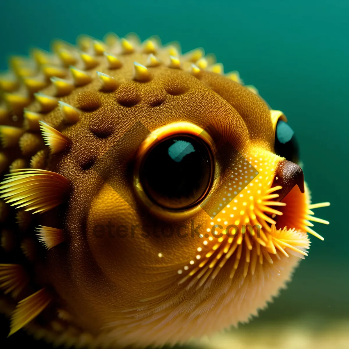 Picture of Tropical coral reef with colorful puffer fish.