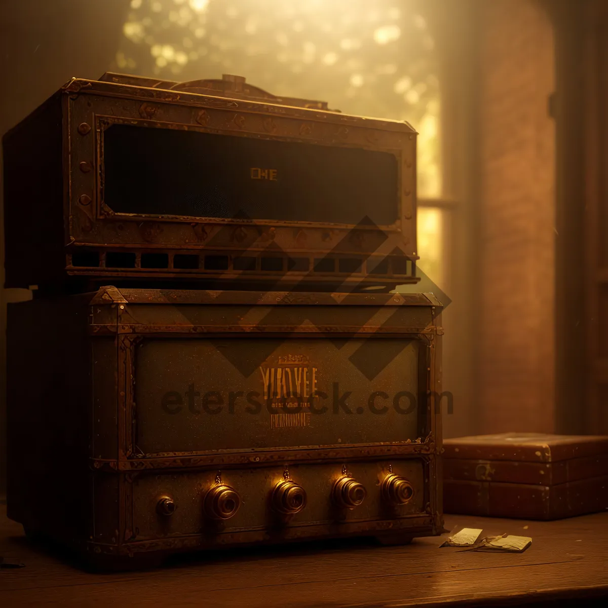 Picture of Modern Wood-Fired Stove in Luxury Apartment Kitchen