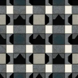 Geometric Black Square Check Mosaic Pattern Wallpaper