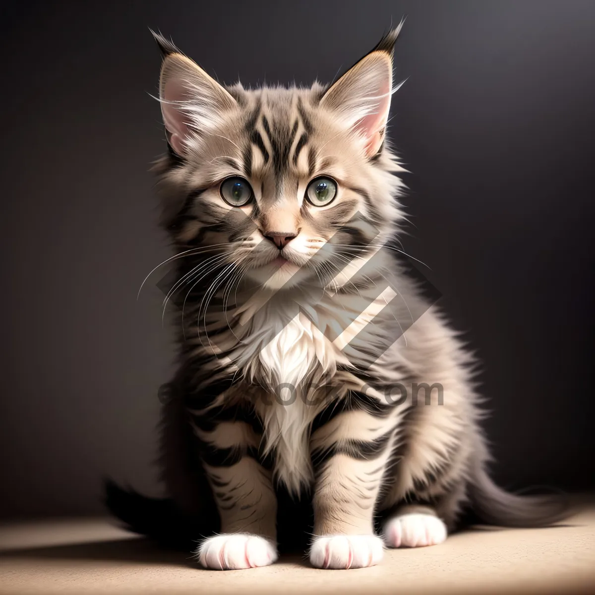 Picture of Cute and Curious Kitten with Striped Fur