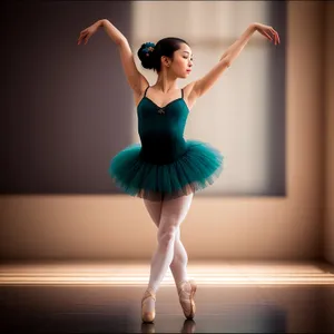 Elegant Ballerina Gracefully Posing in Studio