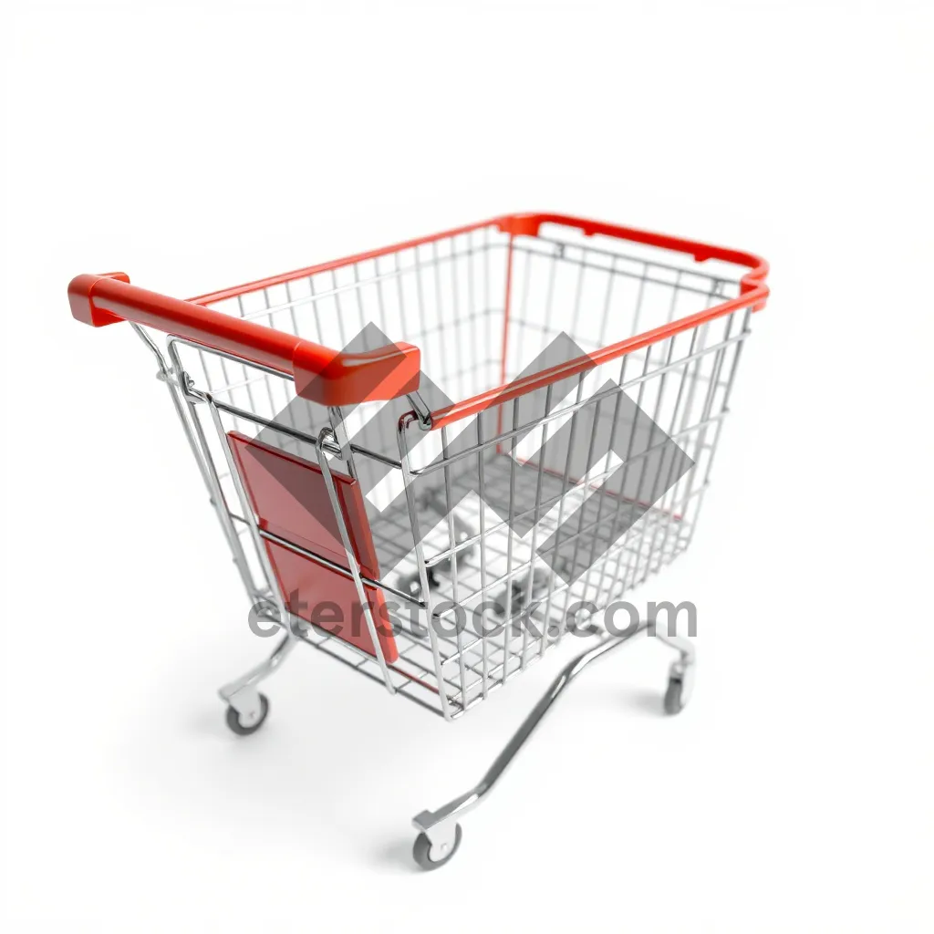 Picture of 3D Shopping Cart in Empty Supermarket