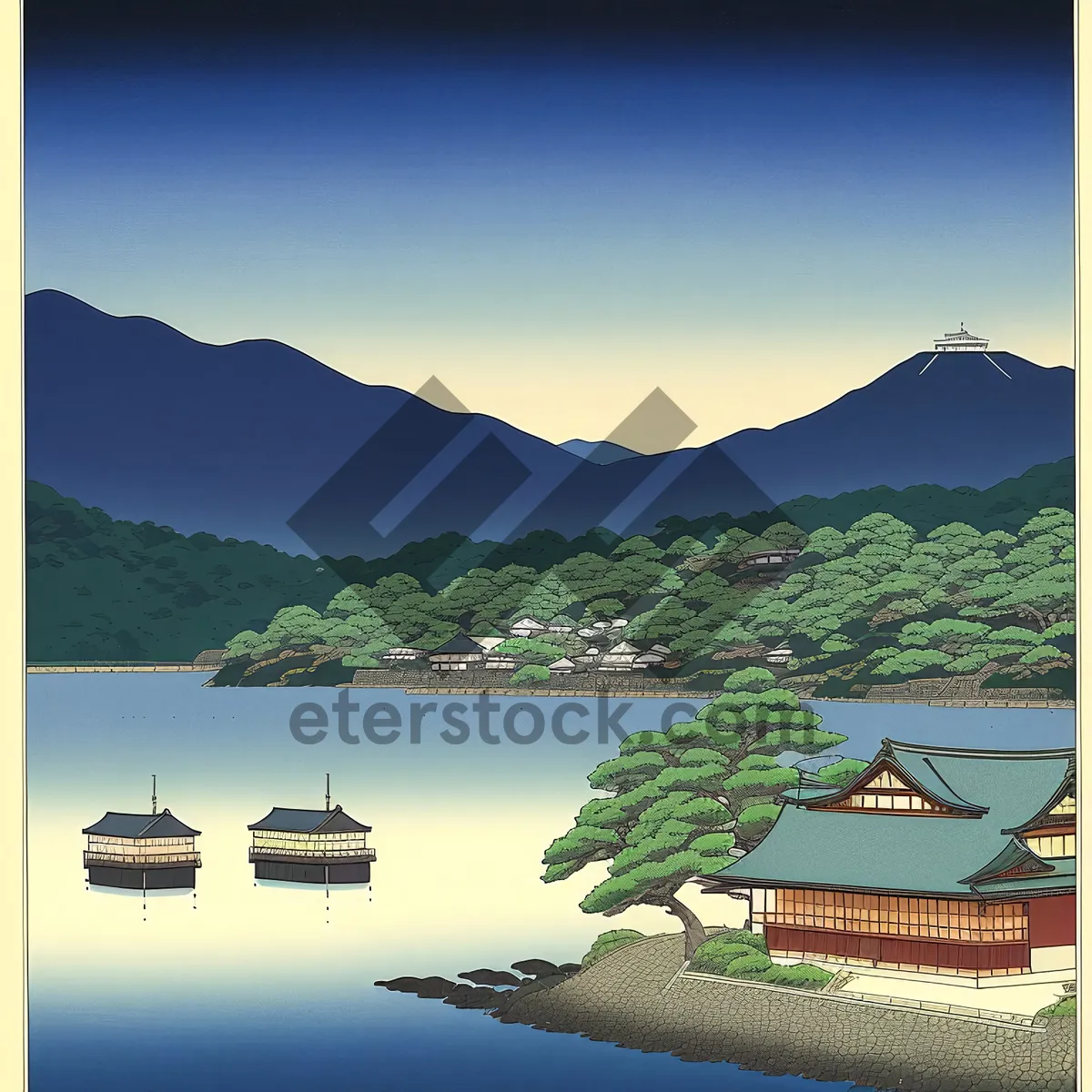 Picture of Serene Lakeside Escape: Majestic Mountains Reflecting on Glassy Lake