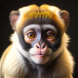 Furry Primate Portrait: Cute Baby Monkey with Piercing Eyes