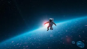 Galactic athlete conquering the starry skies