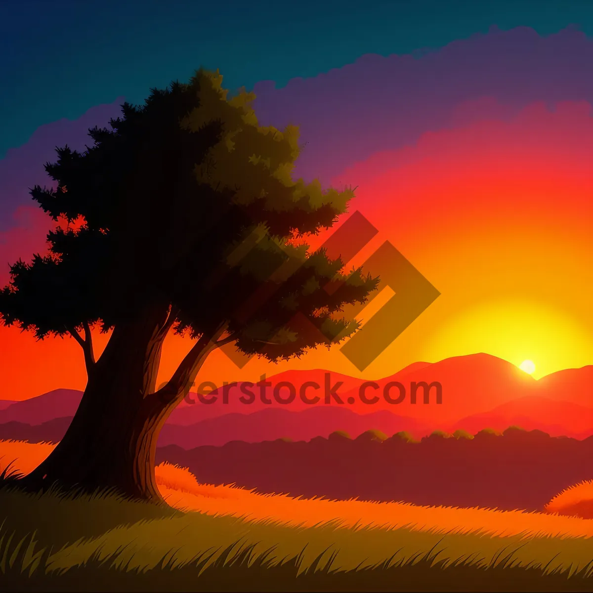 Picture of Golden Horizon: Blissful Sunset over the Savanna