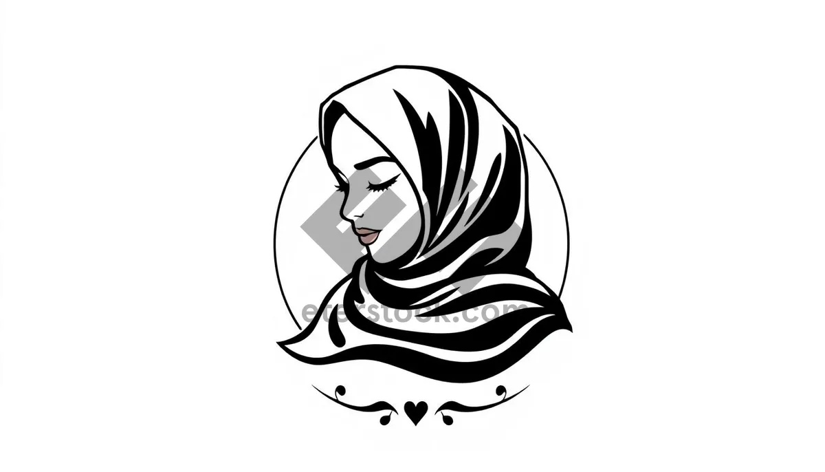 Picture of Black silhouette design of a cartoon housewife haircut