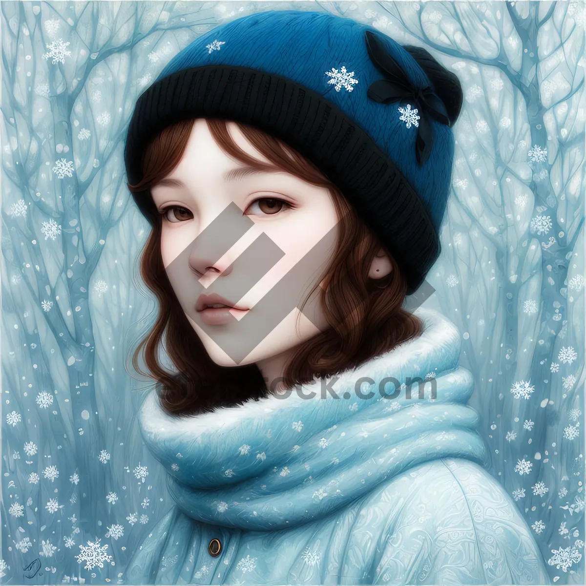 Picture of Charming brunette lady rocking winter fashion and goggles