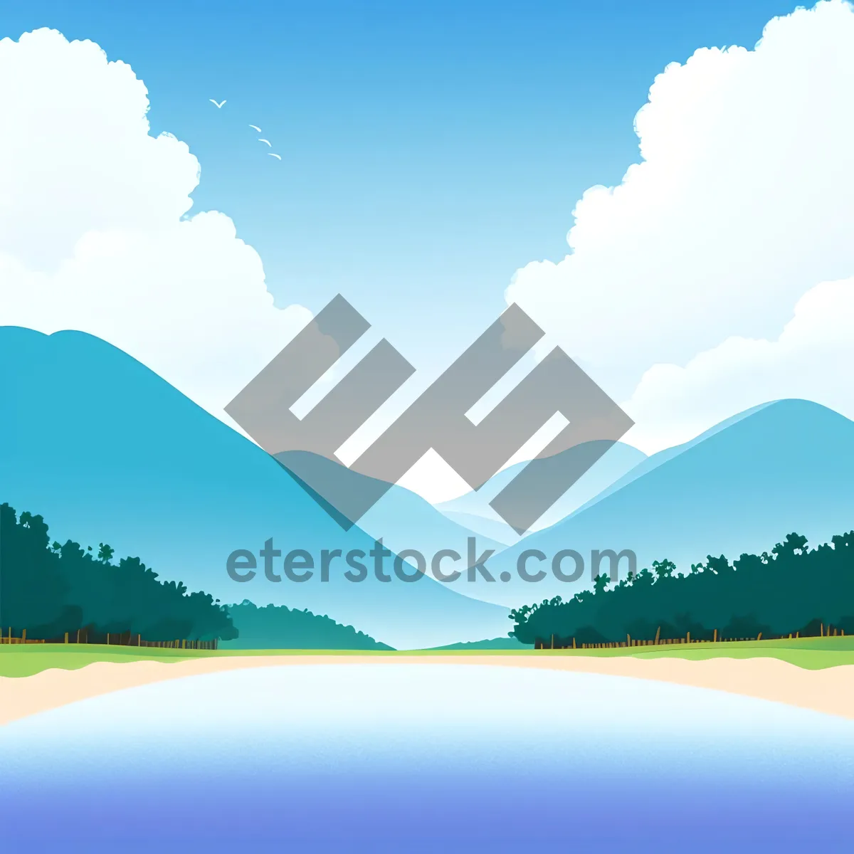 Picture of Peaceful Summer Landscape Under Cloud-Filled Sky