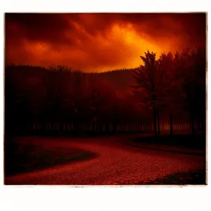 Majestic Sunset Over Serene Forest Landscape