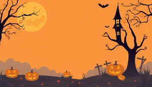 Spooky Halloween Night Silhouette in Orange Moonlight