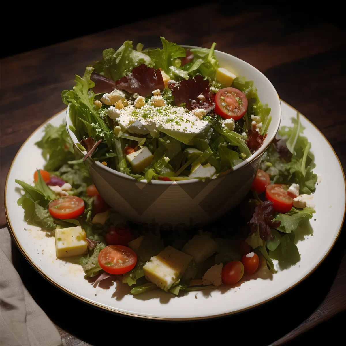 Picture of Fresh Vegetable Salad with Guacamole Dip