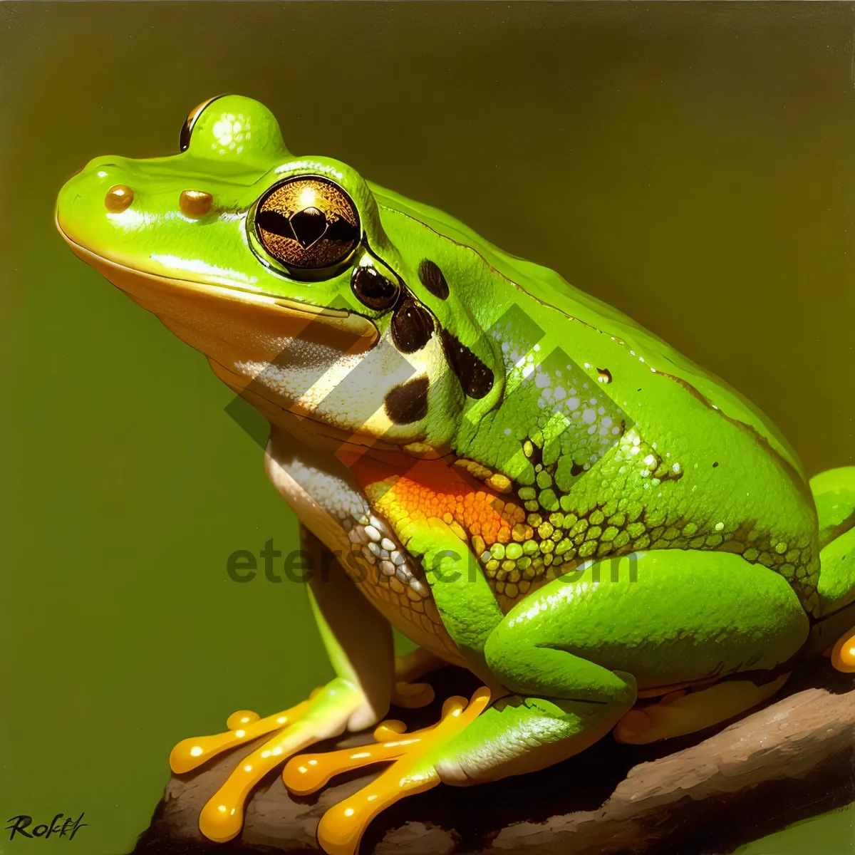 Picture of Vibrant Orange Tree Frog with Bulging Eyes