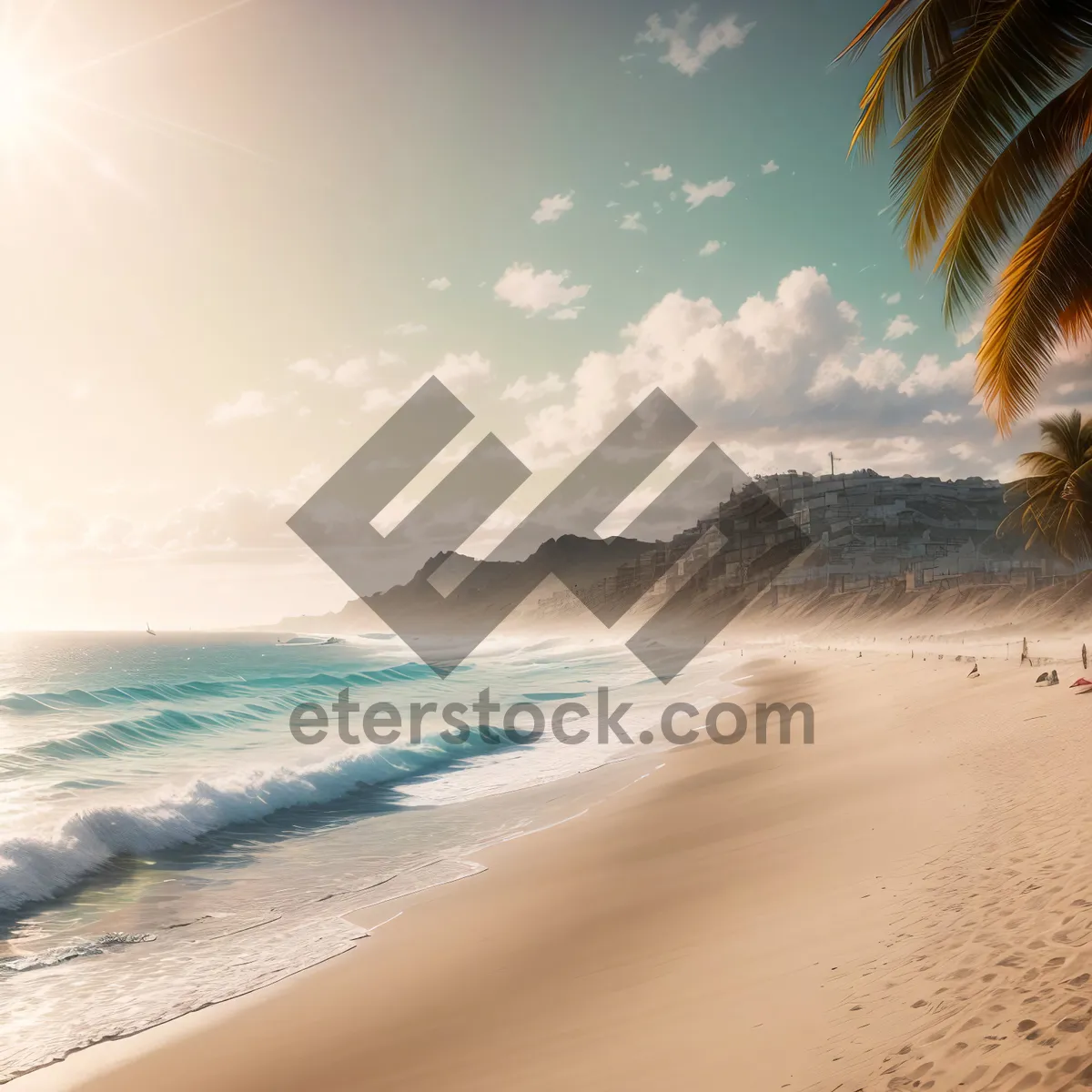 Picture of Tropical Paradise: Serene Coconut Bay with Turquoise Sea