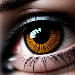 Closeup of Stunning Eyebrows with Mascara-Coated Eyelashes.