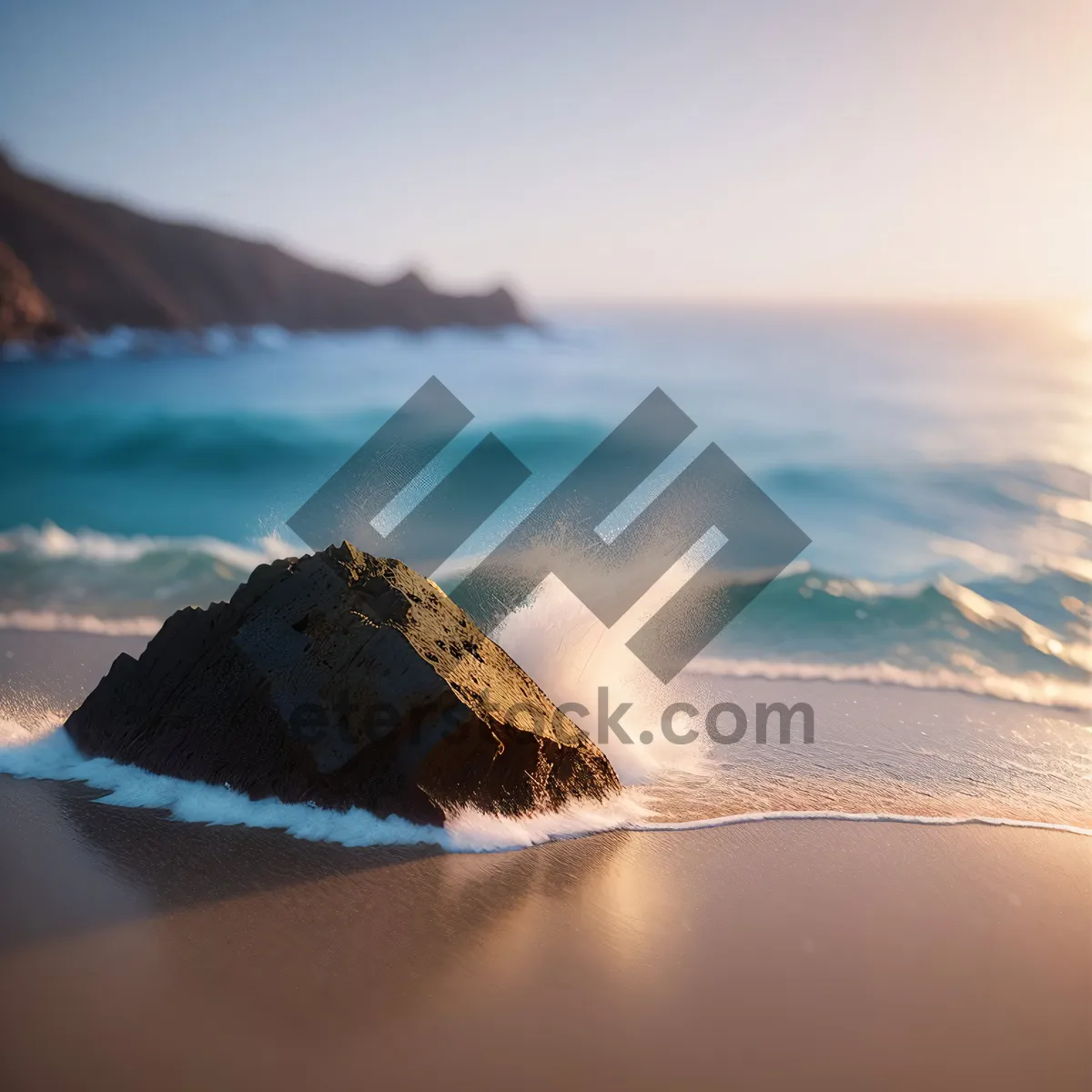 Picture of Golden Horizon: Tranquil Beach Sunset Reflection