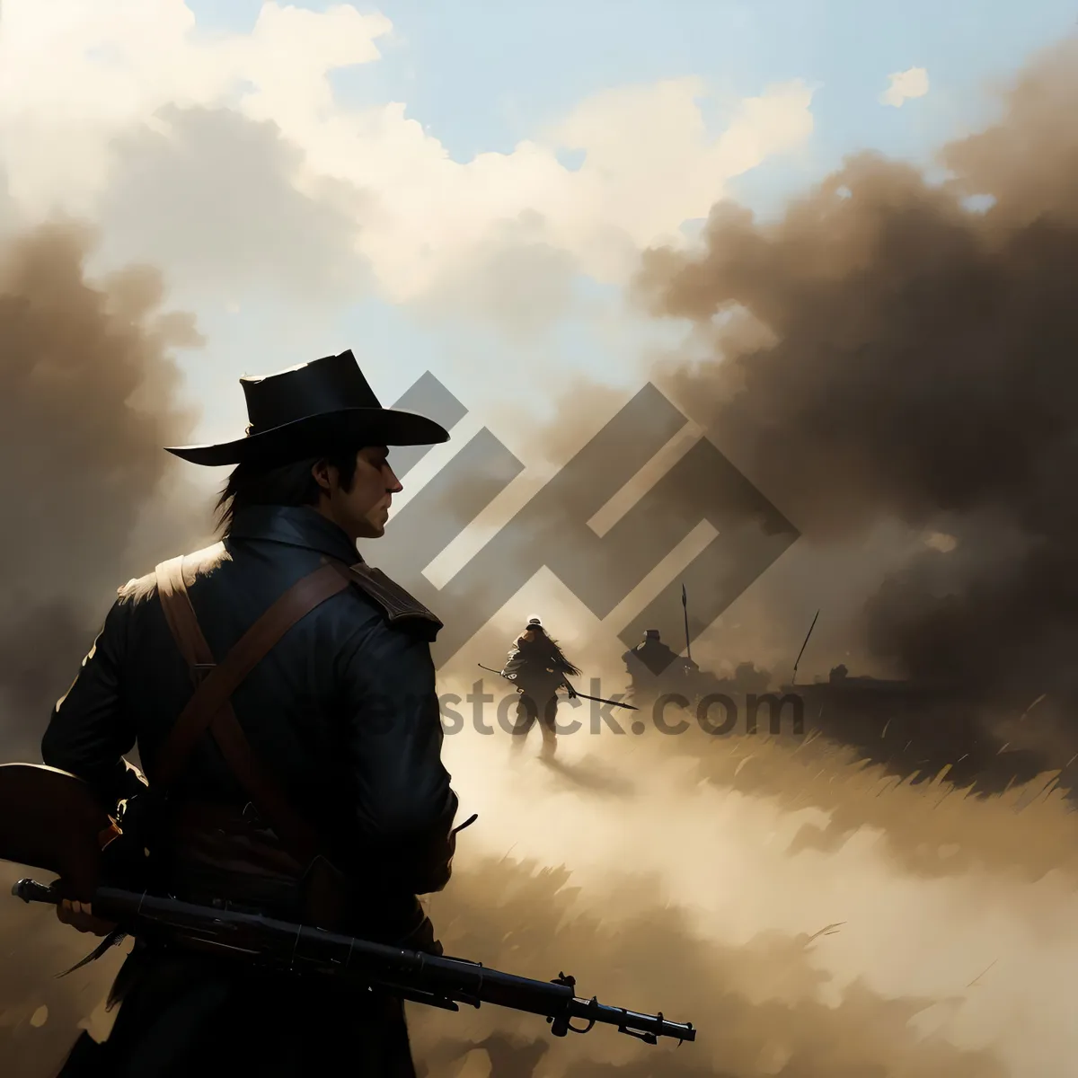 Picture of Silhouette of a Man with Flintlock Rifle