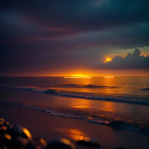 Golden Horizon: Tranquil Sunset by the Ocean