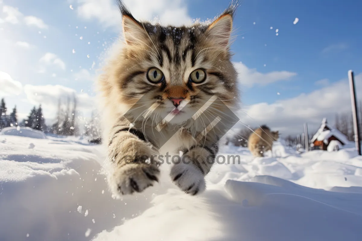 Picture of Gray striped tabby cat with curious eyes