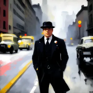 Happy Businessman in Urban Setting with Construction Helmet