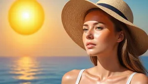 Attractive smiling brunette model in fashionable hat portrait.