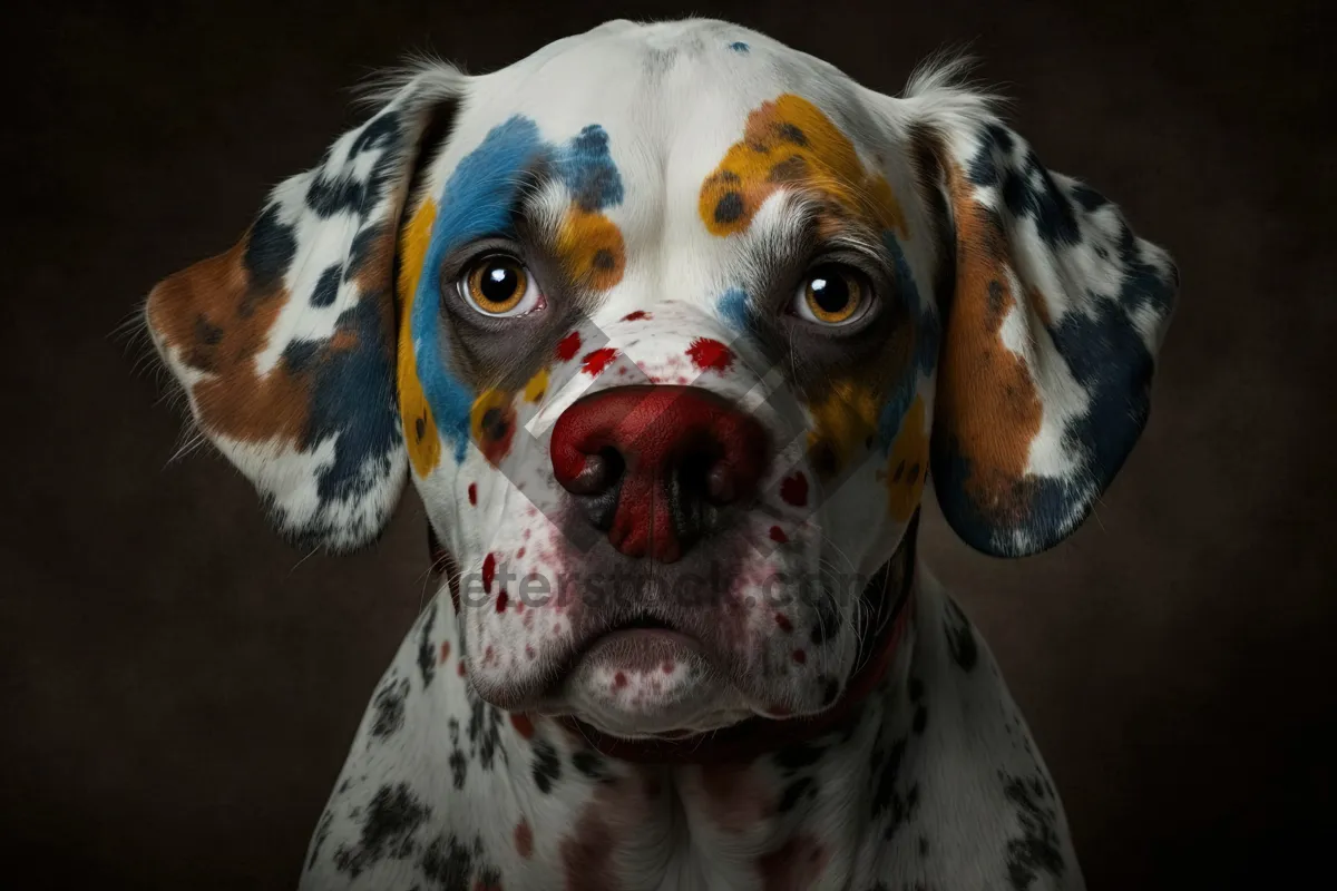 Picture of Cute black Dalmatian puppy, friendly pet dog