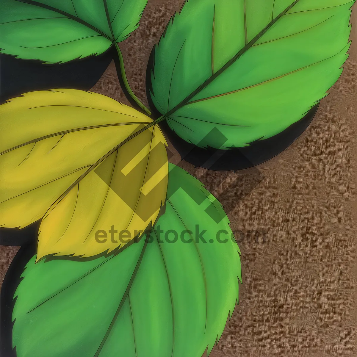 Picture of Vibrant Yellow Plantain Leaf: Textured Herb with Bright Pattern