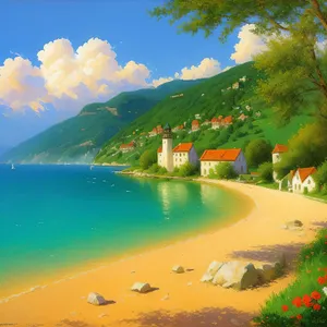 Tropical island beach with crystal clear water.