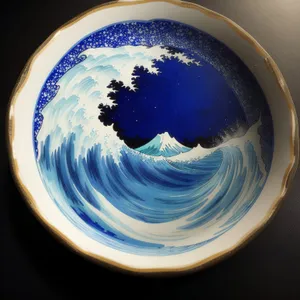 Global space bowl with stars and planet