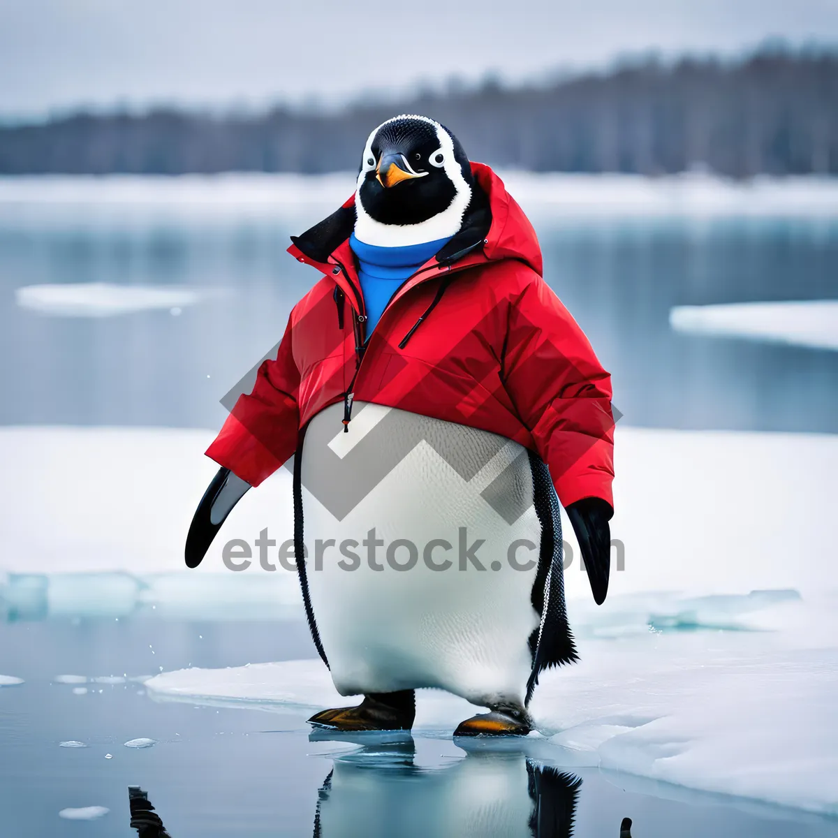 Picture of Happy man skiing in the snowy mountains during winter.