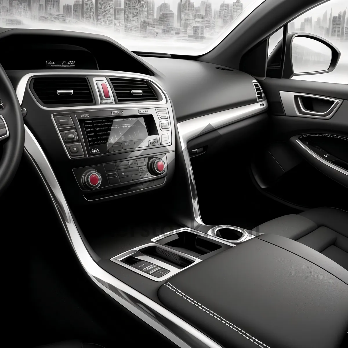 Picture of Modern Luxury Car Interior with Advanced Controls