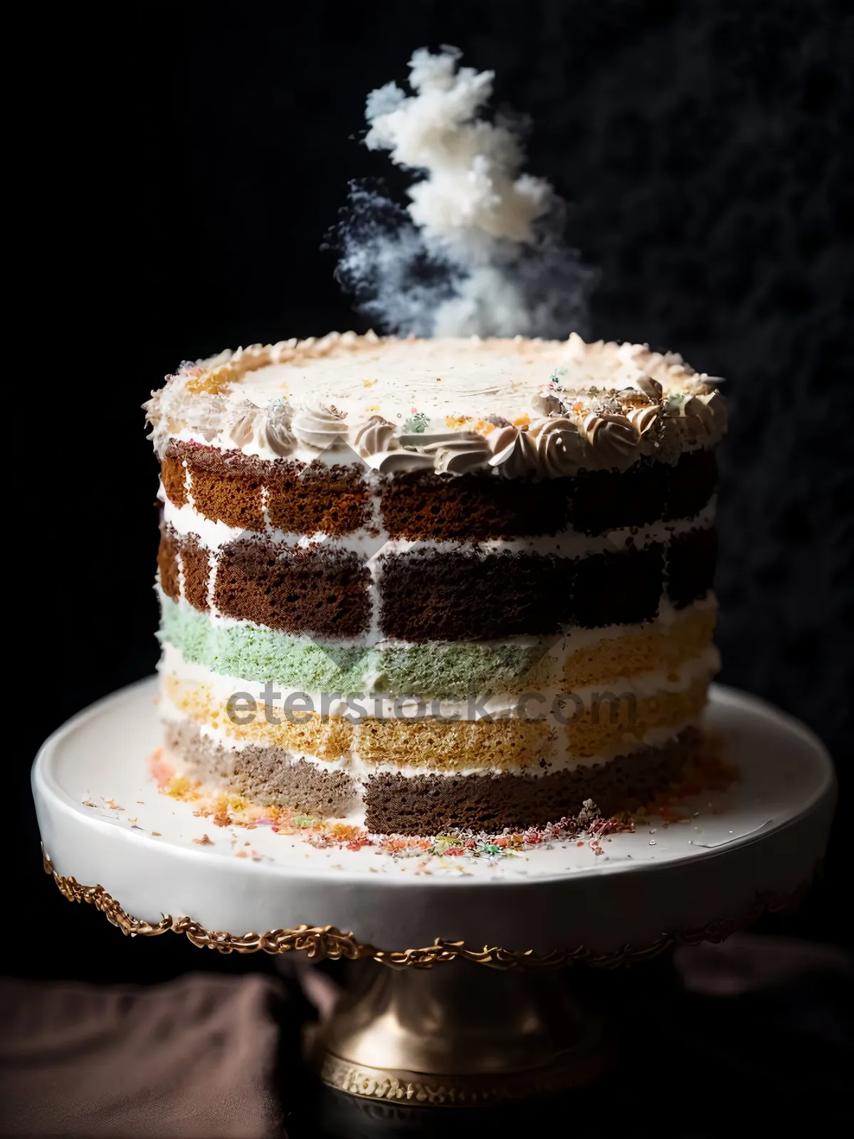 Picture of Delicious Gourmet Chocolate Cake with Cream Frosting