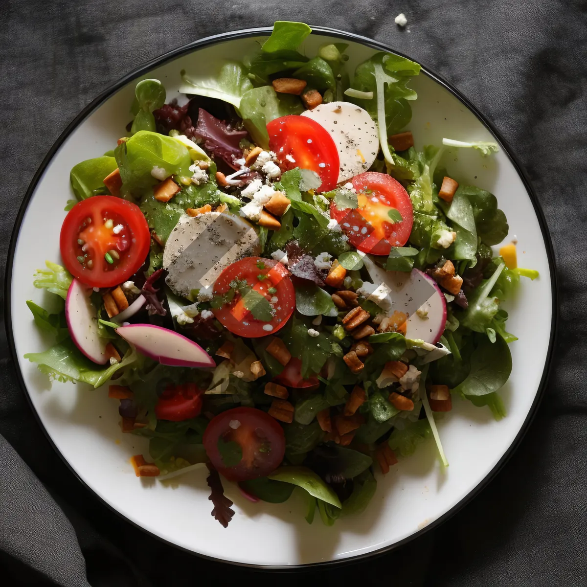 Picture of Healthy plate of gourmet vegetable salad with cheese