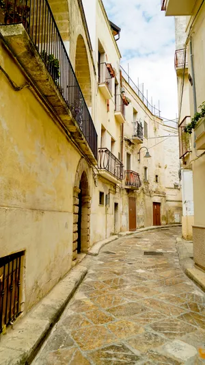 Historic Church in Old City Alley with Stone Walls