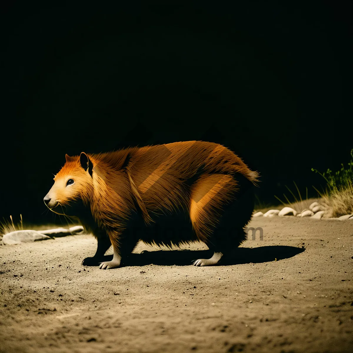 Picture of Wild Boar on Safari: Majestic Brown Predator in Wildlife Park