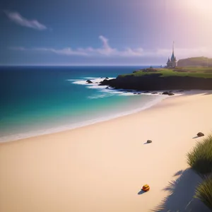 Serene Coastal Bliss: Turquoise Waters and Sandy Shores