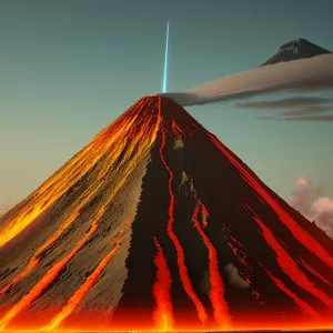 Volcano's Fiery Mountain Canvas: A Colorful Digital Fractal Artwork with Textured Light