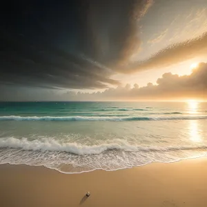 Serene Sunset Over Tropical Beach