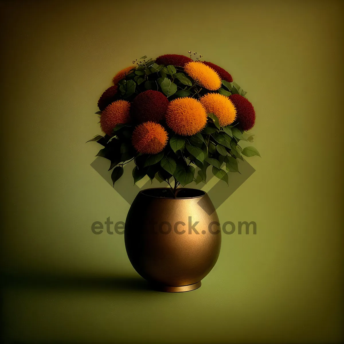 Picture of Zesty Citrus Delight: Orange on Branch with Fruits