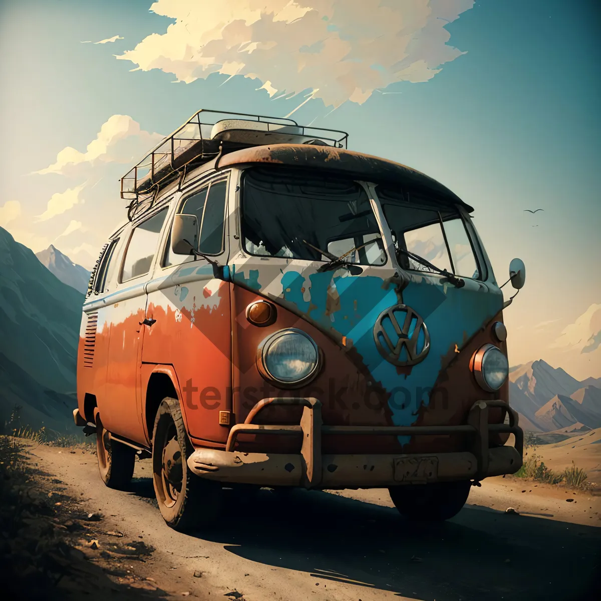 Picture of Speedy Driving on Open Road with Blue Sky